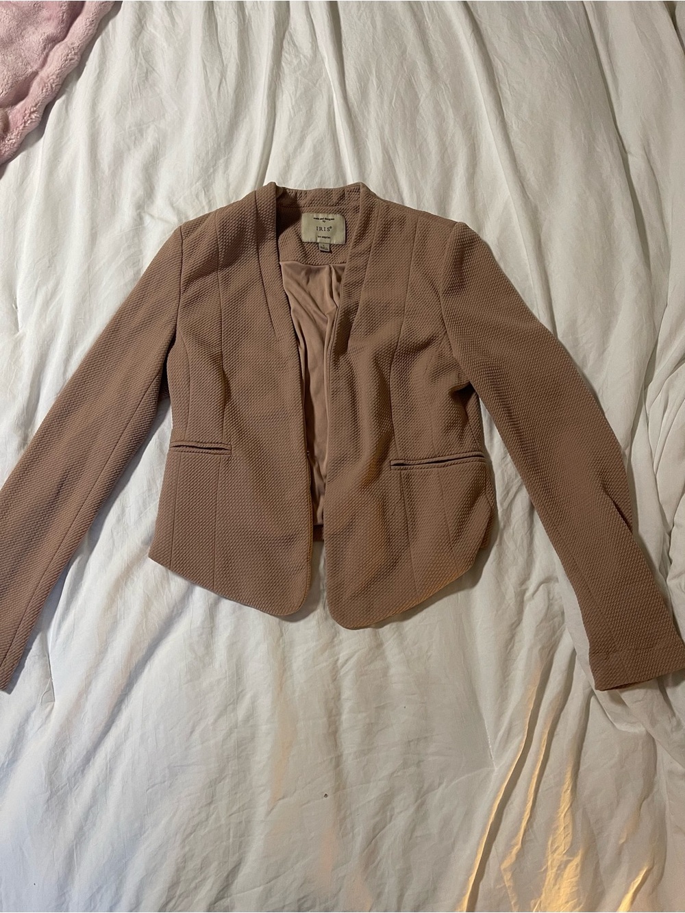 iris Dusty Rose Textured Open-Front Blazer